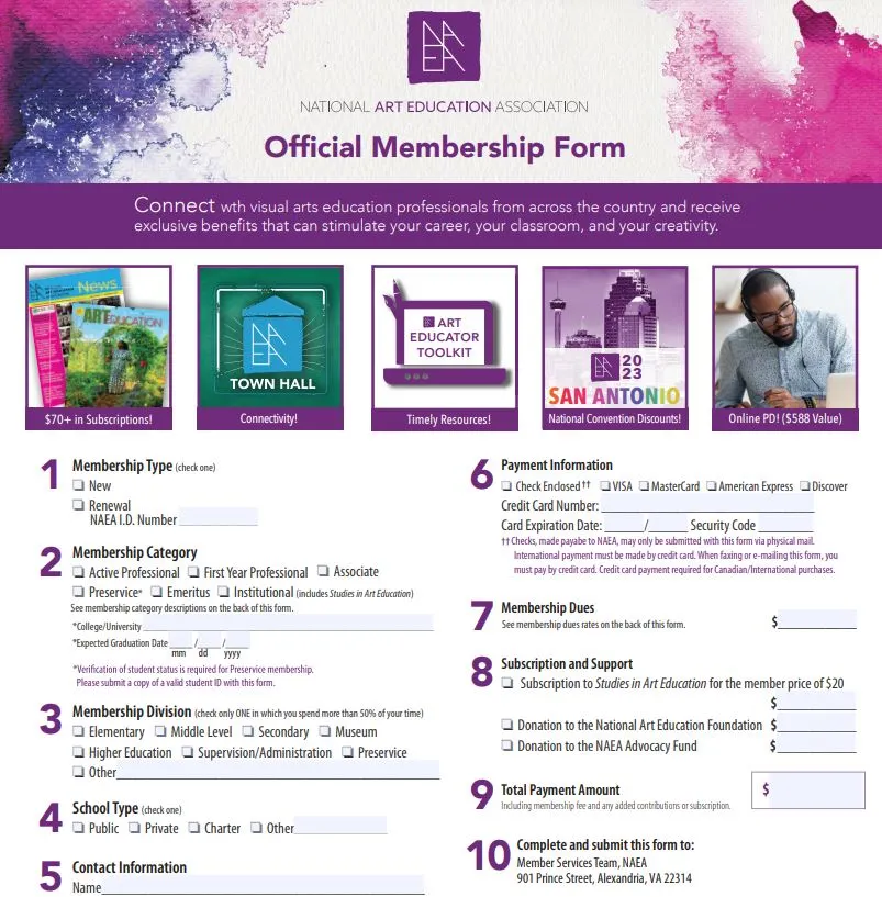 naea membership form template