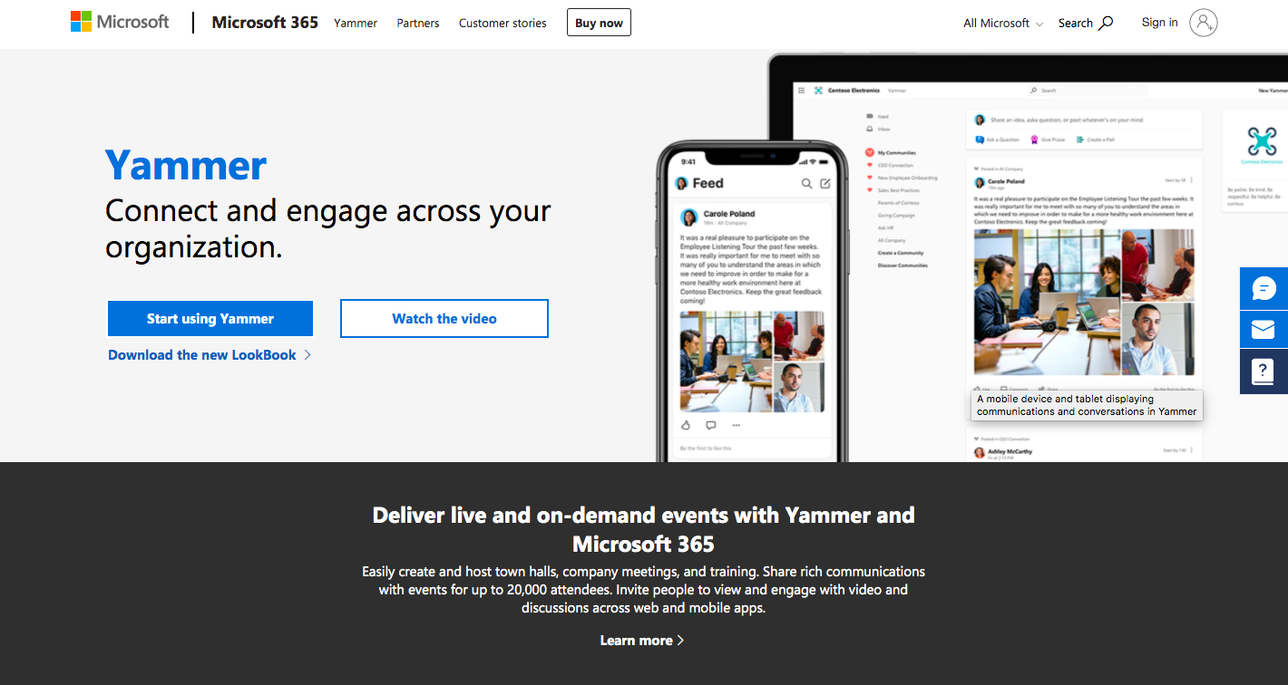 Yammer website
