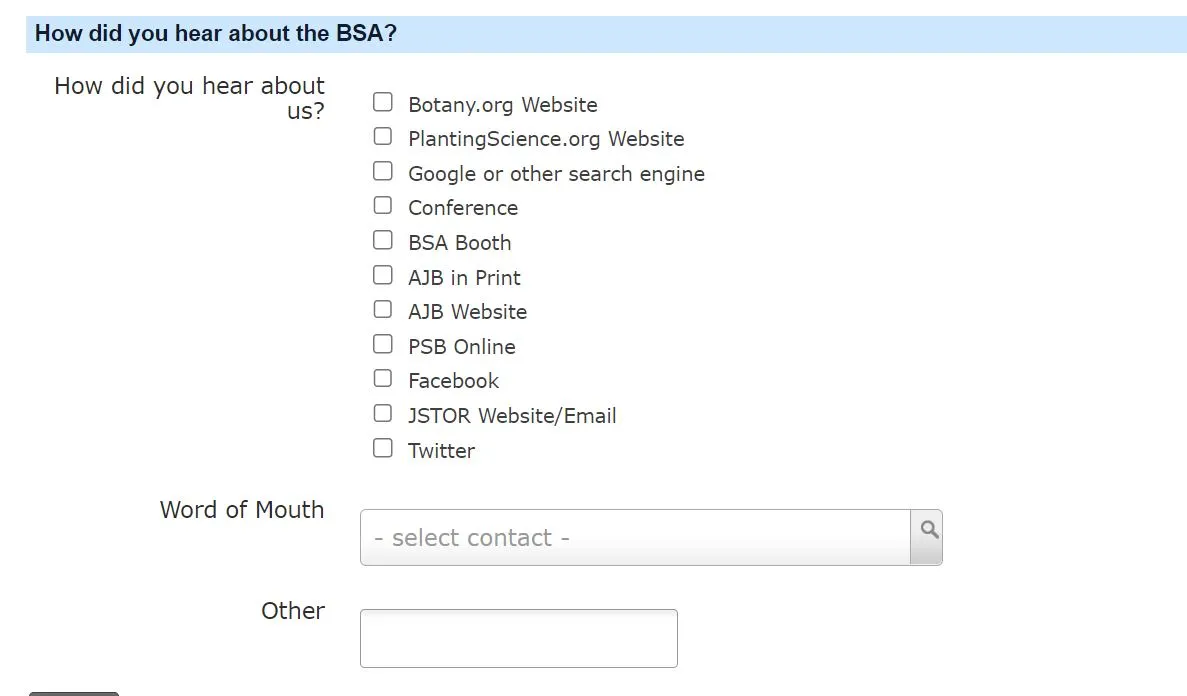 BSA membership form template