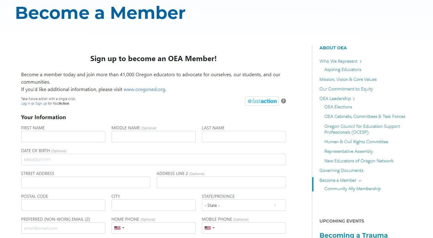 education association member application form templates