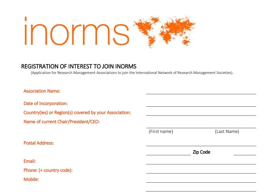 inorms membership form template