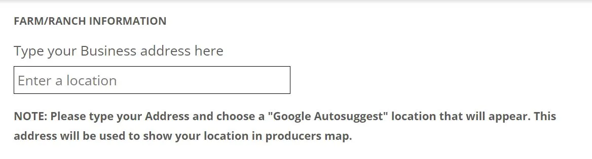 location in application form sample
