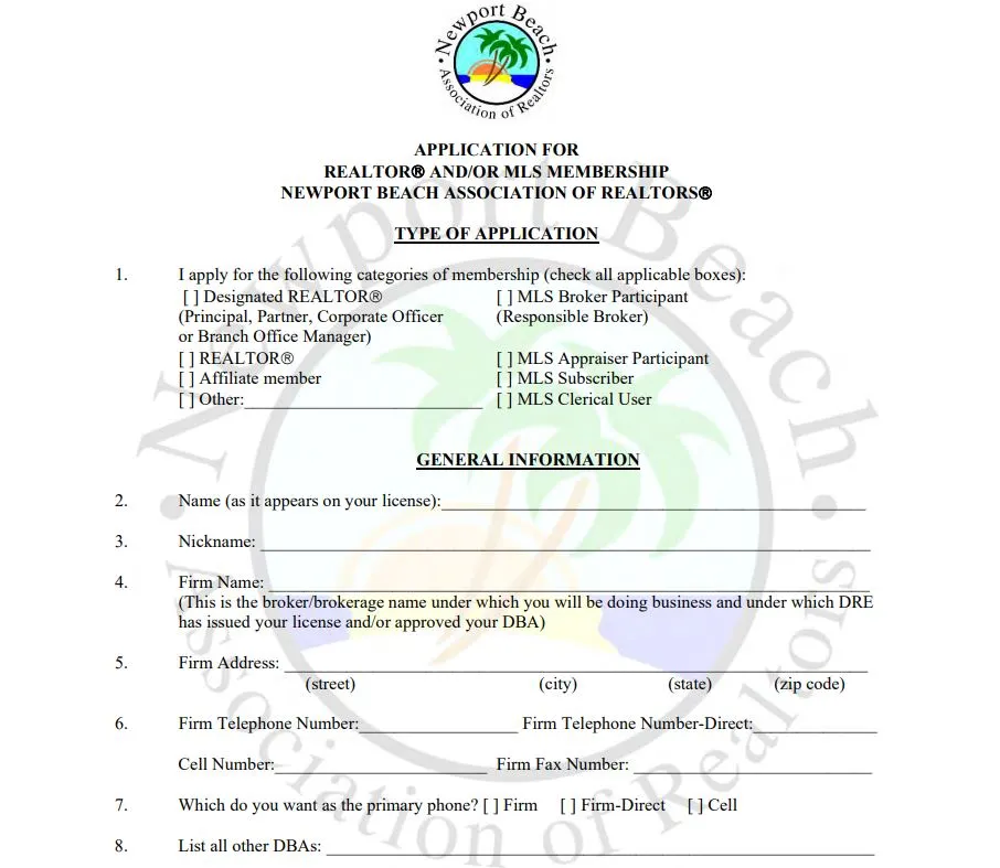 nbaor member application form template