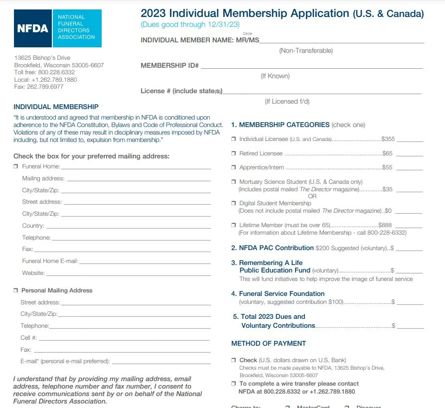 nfda membership form