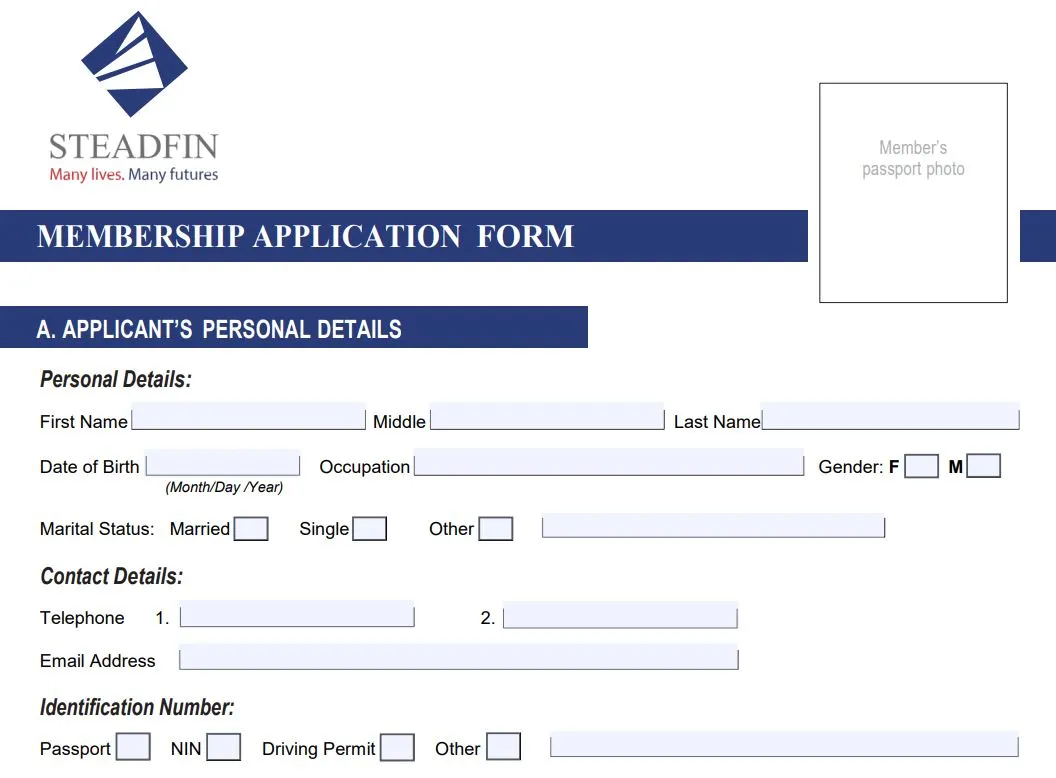 steadfin member application form