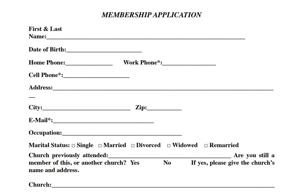 church association form sample